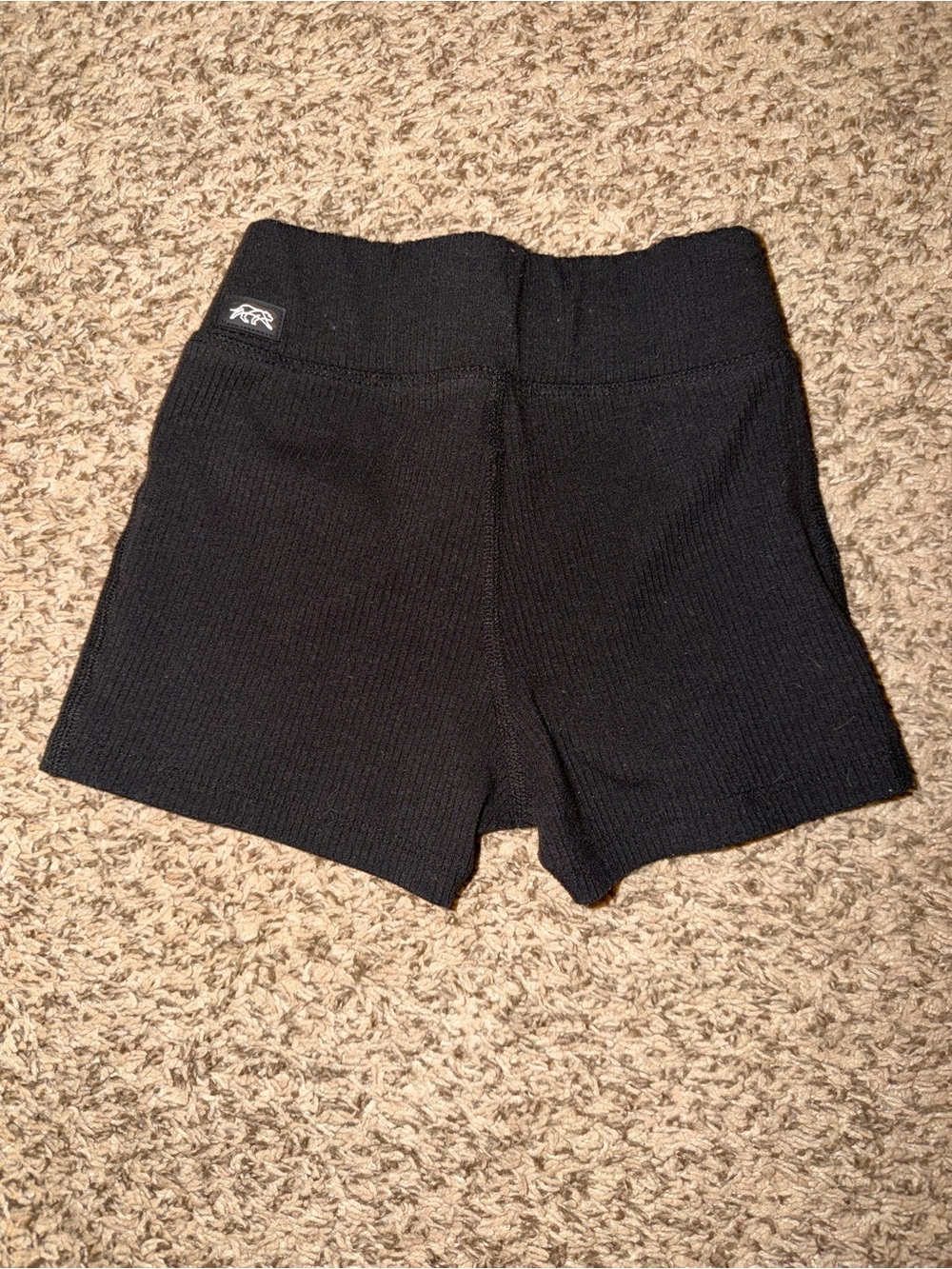 Tiger Friday Ribbed Black Knit Stretch Shorts size Child Large